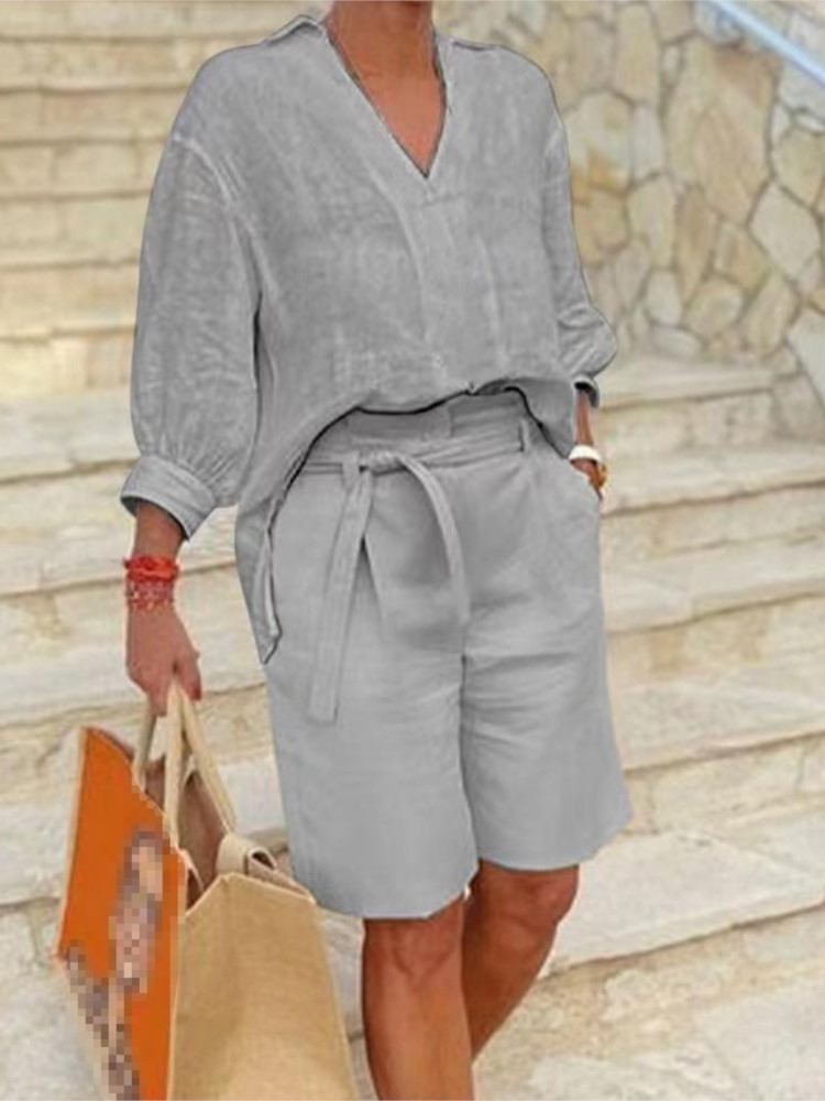 Trajes de mujer, conjunto de d - Linen Shirt Breathable reseña y precio